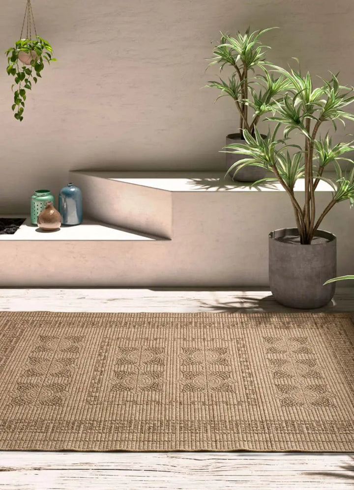 ALFOMBRA ACRA 5046 DE ESTILO CLÁSICO EFECTO YUTE EN COLOR NATURAL