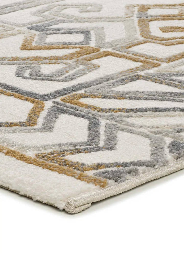 ALFOMBRA AMARA 12989 DE ESTILO ÉTNICO EN COLOR PLATA - Alfombras - El Workshop-150 x 80 x 1 cm