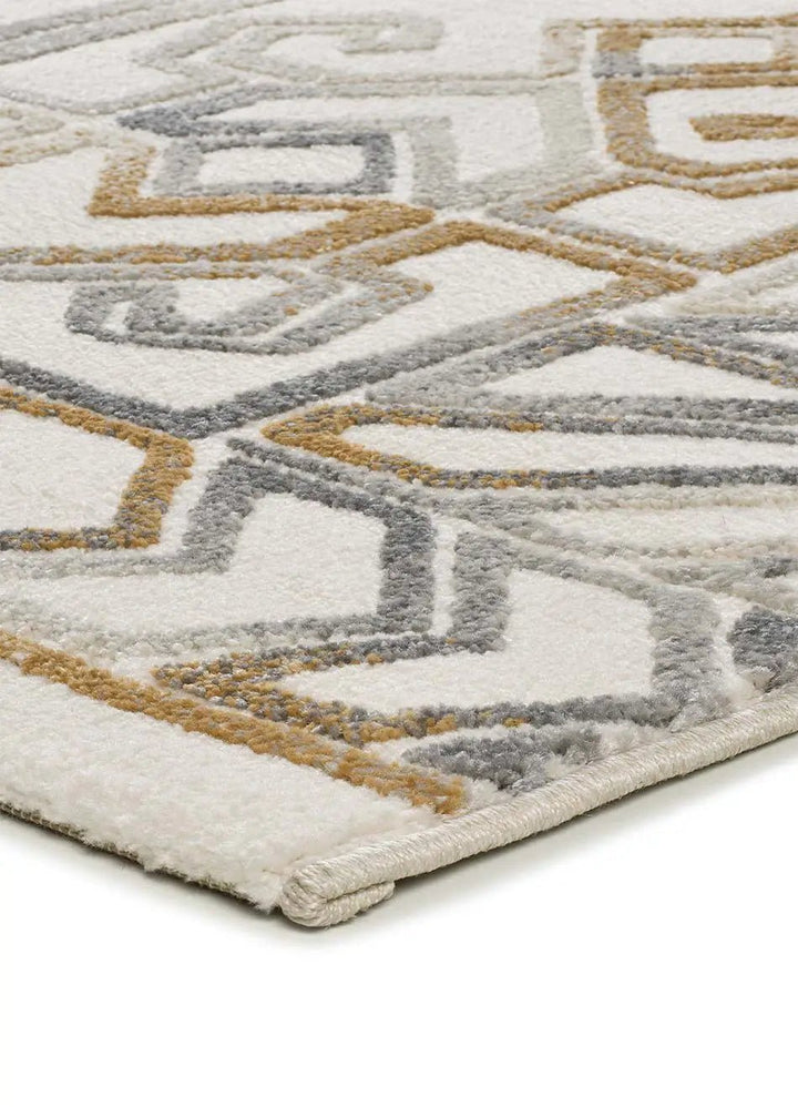 ALFOMBRA AMARA 12989 DE ESTILO ÉTNICO EN COLOR PLATA - Alfombras - El Workshop-150 x 80 x 1 cm