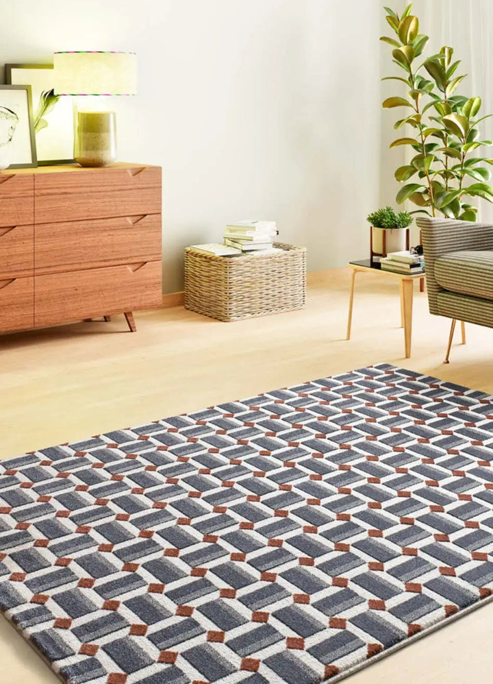 ALFOMBRA AMARA 13000 DE ESTILO GEOMÉTRICO EN COLOR AZUL