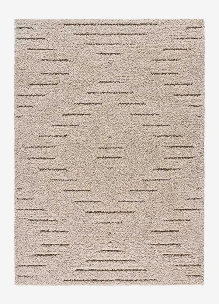 ALFOMBRA ATESA 80366 DE ESTILO SHAGGY ESCANDINAVO EN COLOR CREMA, foto de producto sobre fondo gris de estudio
