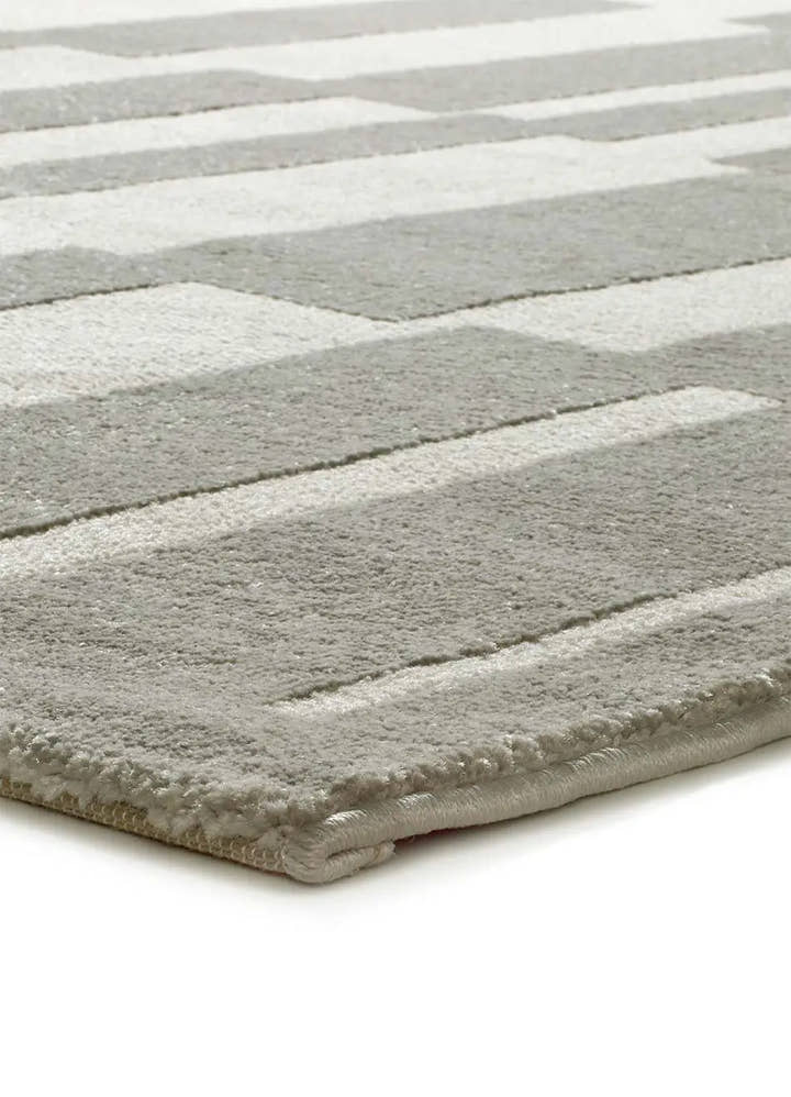 ALFOMBRA BARESA 12940 DE ESTILO GEOMÉTRICO CON RELIEVE EN COLOR GRIS Y BLANCO - Alfombras - El Workshop-150 x 80 x 1 cm