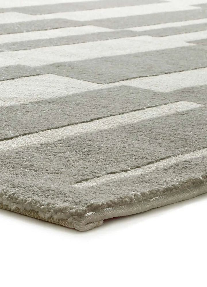 ALFOMBRA BARESA 12940 DE ESTILO GEOMÉTRICO CON RELIEVE EN COLOR GRIS Y BLANCO - Alfombras - El Workshop-150 x 80 x 1 cm