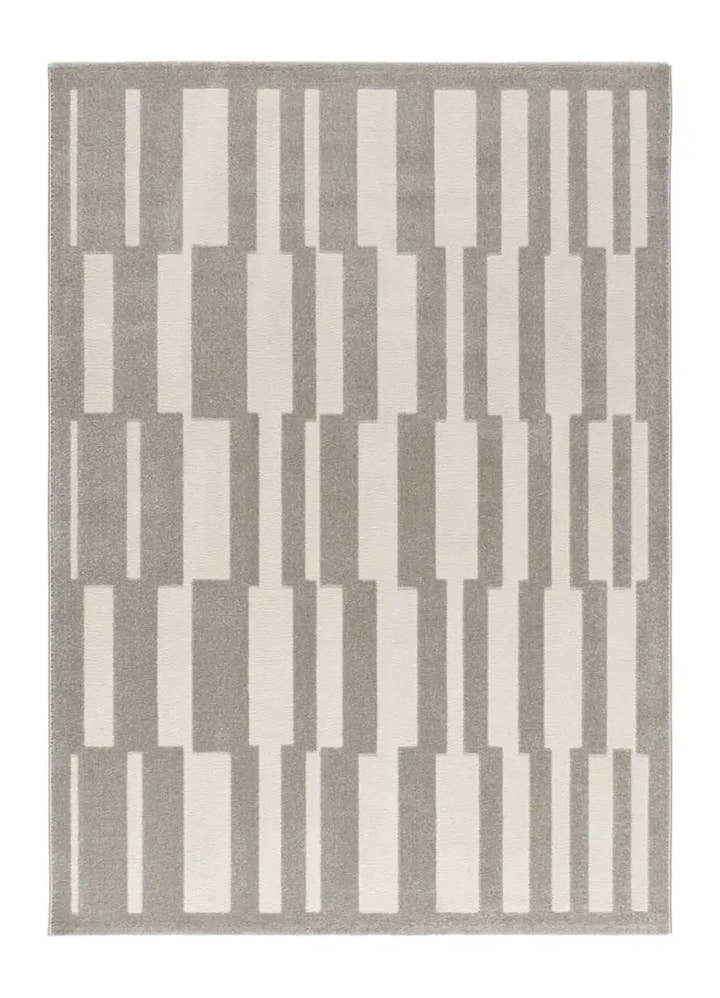ALFOMBRA BARESA 12940 DE ESTILO GEOMÉTRICO CON RELIEVE EN COLOR GRIS Y BLANCO - Alfombras - El Workshop-150 x 80 x 1 cm