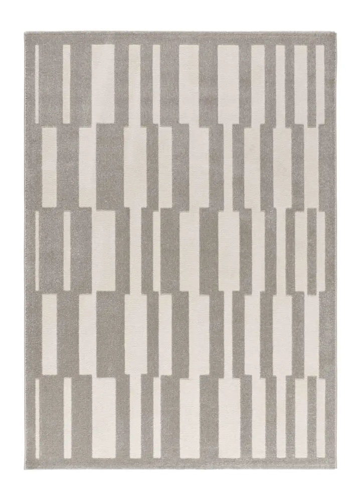 ALFOMBRA BARESA 12940 DE ESTILO GEOMÉTRICO CON RELIEVE EN COLOR GRIS Y BLANCO - Alfombras - El Workshop-150 x 80 x 1 cm