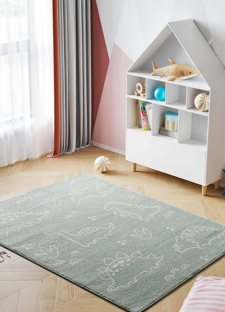 ALFOMBRA INFANTIL BEATS 40252 CON DINOSAURIOS EN COLOR VERDE
