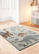 ALFOMBRA INFANTIL BEATS 40254 CON DINOSAURIOS EN COLOR BLANCO - Alfombras - El Workshop-170 x 120 x 0.9 cm