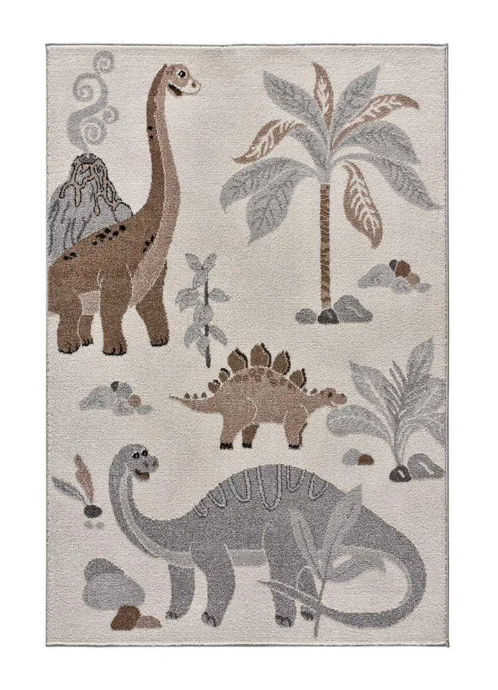 ALFOMBRA INFANTIL BEATS 40254 CON DINOSAURIOS EN COLOR BLANCO - Alfombras - El Workshop-170 x 120 x 0.9 cm