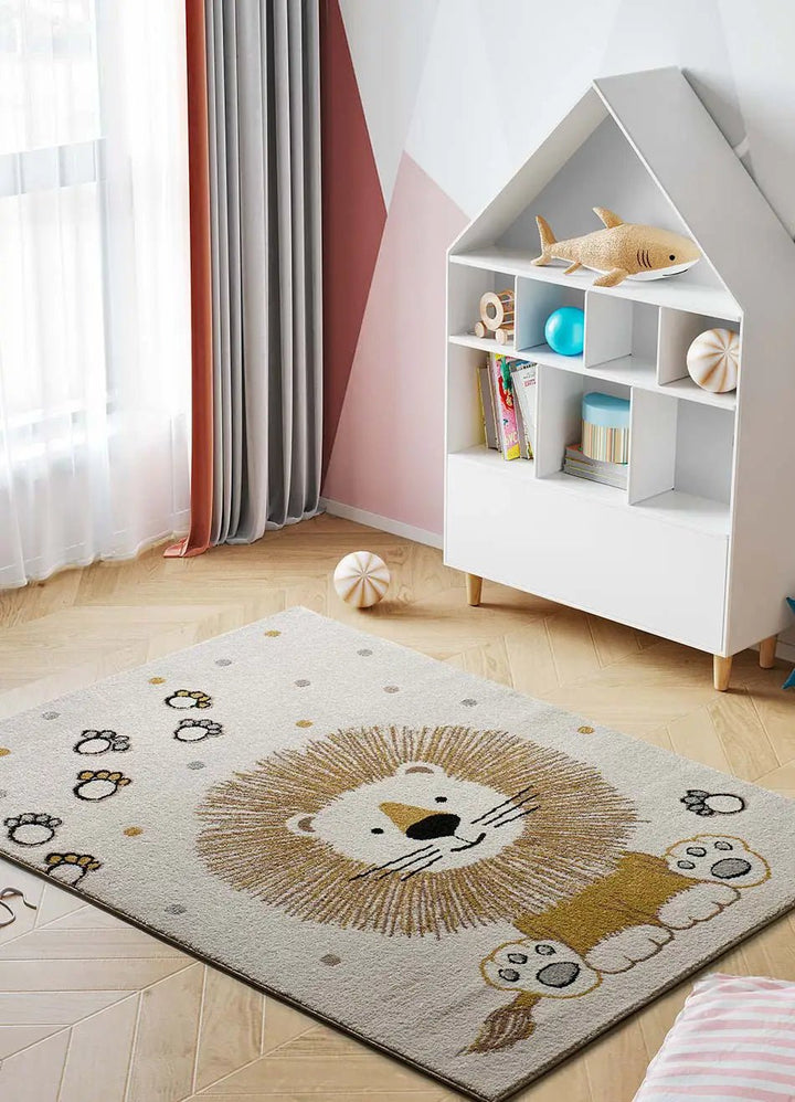 KIDS' RUG BEATS 40265 WITH LION IN WHITE