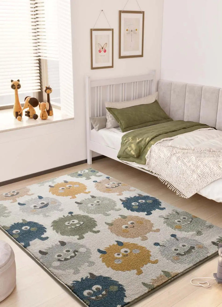 ALFOMBRA INFANTIL BEATS 40501 CON MONSTRUOS EN COLOR AZUL