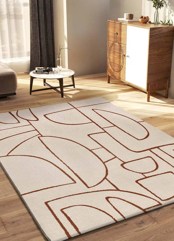 ALFOMBRA BERUTI 12923 DE ESTILO GEOMÉTRICO EN COLOR BEIGE Y CALDERA - Alfombras - El Workshop-150 x 80 x 1 cm