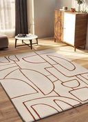ALFOMBRA BERUTI 12923 DE ESTILO GEOMÉTRICO EN COLOR BEIGE Y CALDERA - Alfombras - El Workshop-150 x 80 x 1 cm