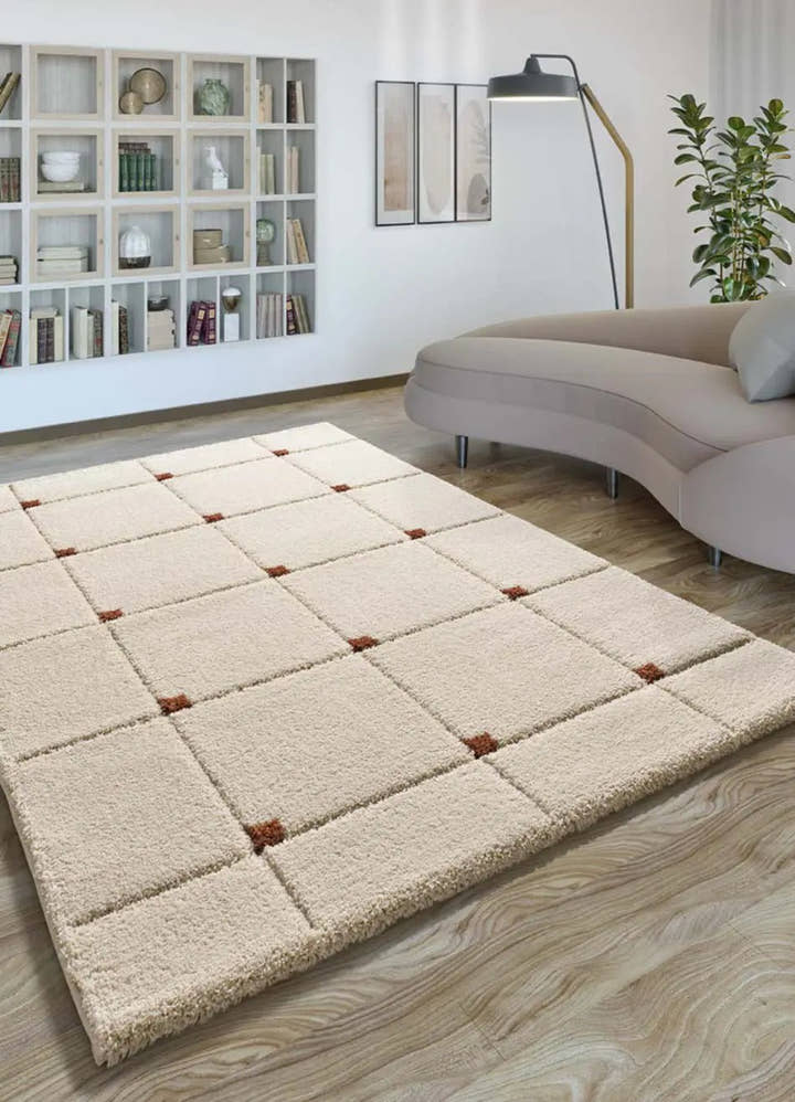ALFOMBRA BRENDA 8830 DE ESTILO SHAGGY GEOMÉTRICO EN COLOR BLANCO - Alfombras - El Workshop-120 x 60 x 2.5 cm