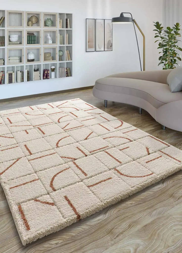 ALFOMBRA BRENDA 8832 DE ESTILO SHAGGY GEOMÉTRICO EN COLOR BLANCO - Alfombras - El Workshop-120 x 60 x 2.5 cm