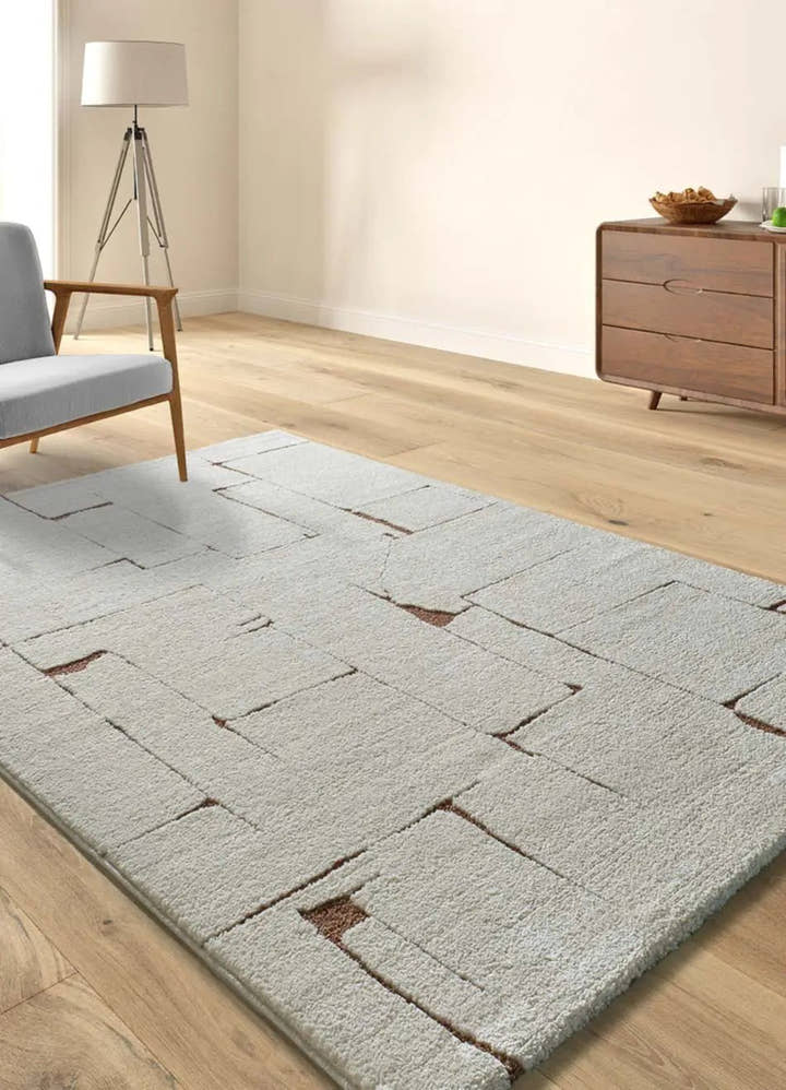 ALFOMBRA CANDELA 2309 DE ESTILO ESCANDINAVO EN COLOR CREMA - Alfombras - El Workshop-150 x 80 x 1.4 cm