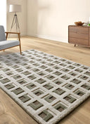ALFOMBRA CANDELA 2450 DE ESTILO GEOMÉTRICO EN COLOR MARRÓN en ambiente decorado