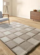 ALFOMBRA CANDELA 2451 DE ESTILO GEOMÉTRICO EN COLOR CREMA en ambiente decorado