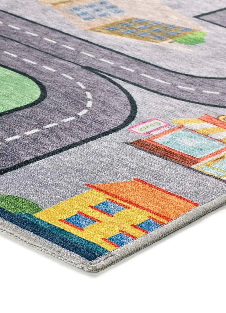 ALFOMBRA INFANTIL CANDY 22005 CON COCHES Y CARRETERAS EN MULTICOLOR - Alfombras - El Workshop-170 x 120 x 0.3 cm