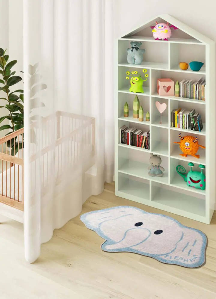 ALFOMBRA INFANTIL CANDY 22036 CON ELEFANTE EN COLOR BLANCO - Alfombras - El Workshop-120 x 75 x 0.3 cm