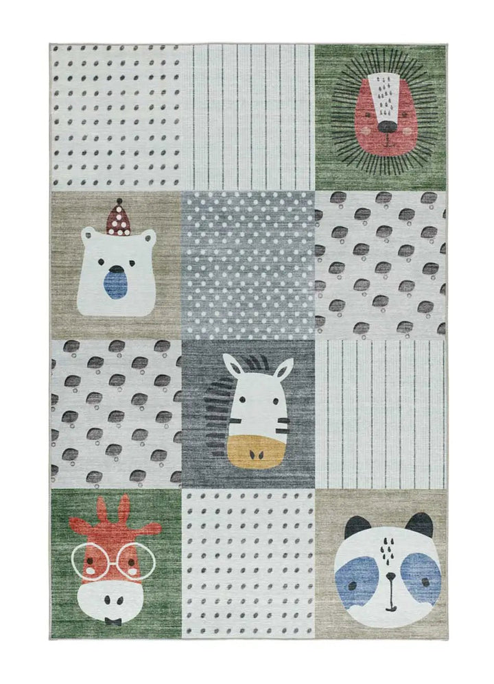 ALFOMBRA INFANTIL CANDY 24061 CON ANIMALES EN MULTICOLOR, foto de producto