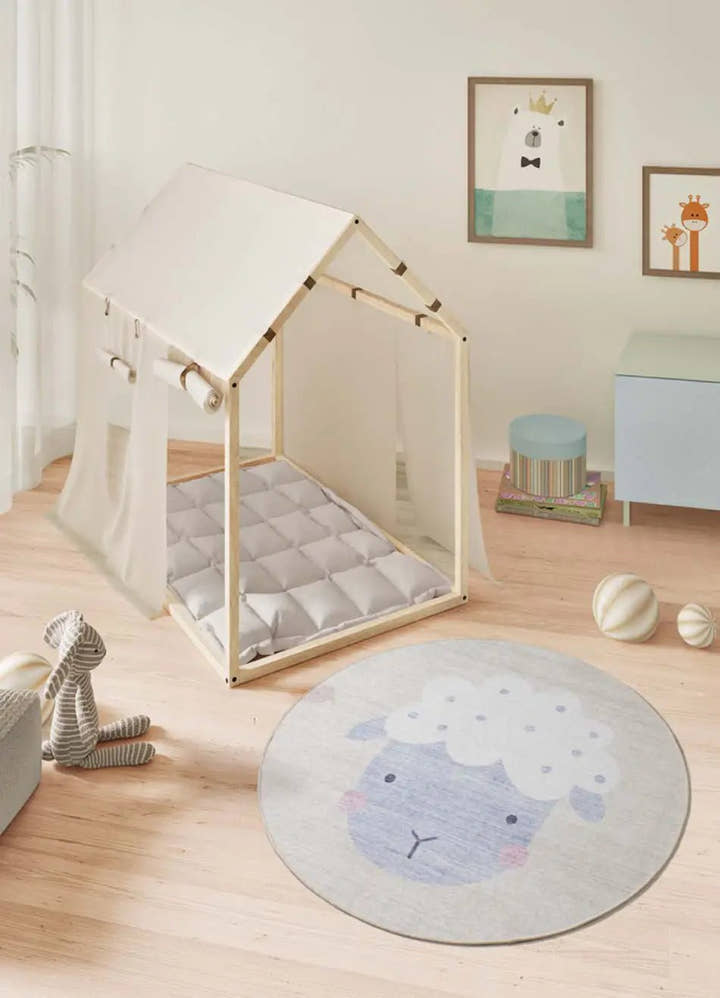 ALFOMBRA INFANTIL CANDY 24063 CON OVEJA EN COLOR CREMA - Alfombras - El Workshop-120 x 120 x 0.3 cm