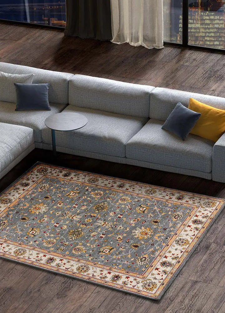 ALFOMBRA CLASSIC 12505 DE ESTILO CLÁSICO EN COLOR PLATA