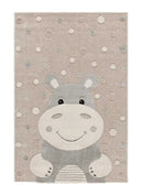 ALFOMBRA INFANTIL CLOWN 2345 CON HIPOPÓTAMO EN COLOR PIEDRA - Alfombras - El Workshop-170 x 120 x 1.4 cm