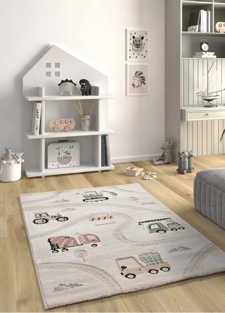 ALFOMBRA INFANTIL CLOWN 2346 CON COCHES Y CARRETERAS EN MULTICOLOR