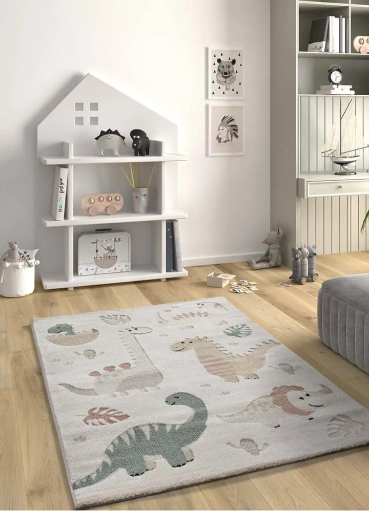 ALFOMBRA INFANTIL CLOWN 2351 CON DINOSAURIOS EN MULTICOLOR