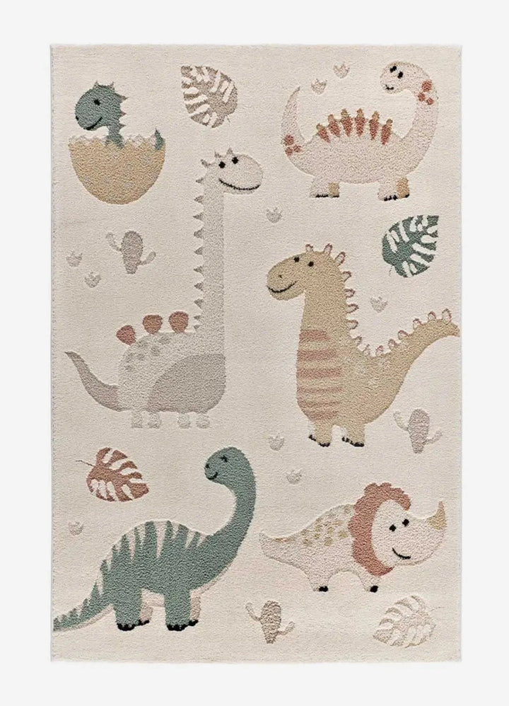 ALFOMBRA INFANTIL CLOWN 2351 CON DINOSAURIOS EN MULTICOLOR, foto de producto sobre fondo gris de estudio