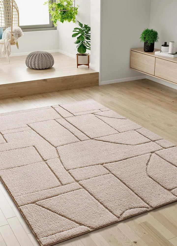 DIENA 40406 SCANDINAVIAN STYLE RUG WITH EMBOSSED PATTERN IN WHITE