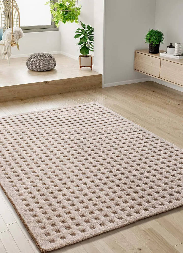 ALFOMBRA DIENA 40418 DE ESTILO ESCANDINAVO CON RELIEVE EN COLOR BLANCO - Alfombras - El Workshop-150 x 80 x 1.1 cm