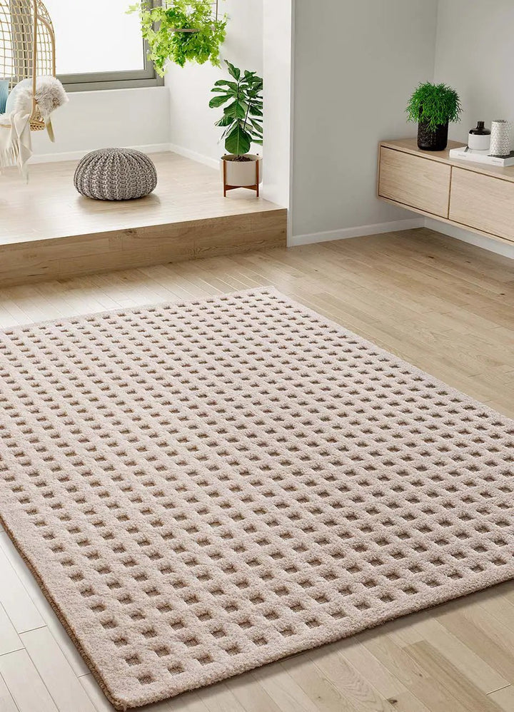 DIENA 40418 SCANDINAVIAN STYLE RUG WITH EMBOSSED PATTERN IN WHITE
