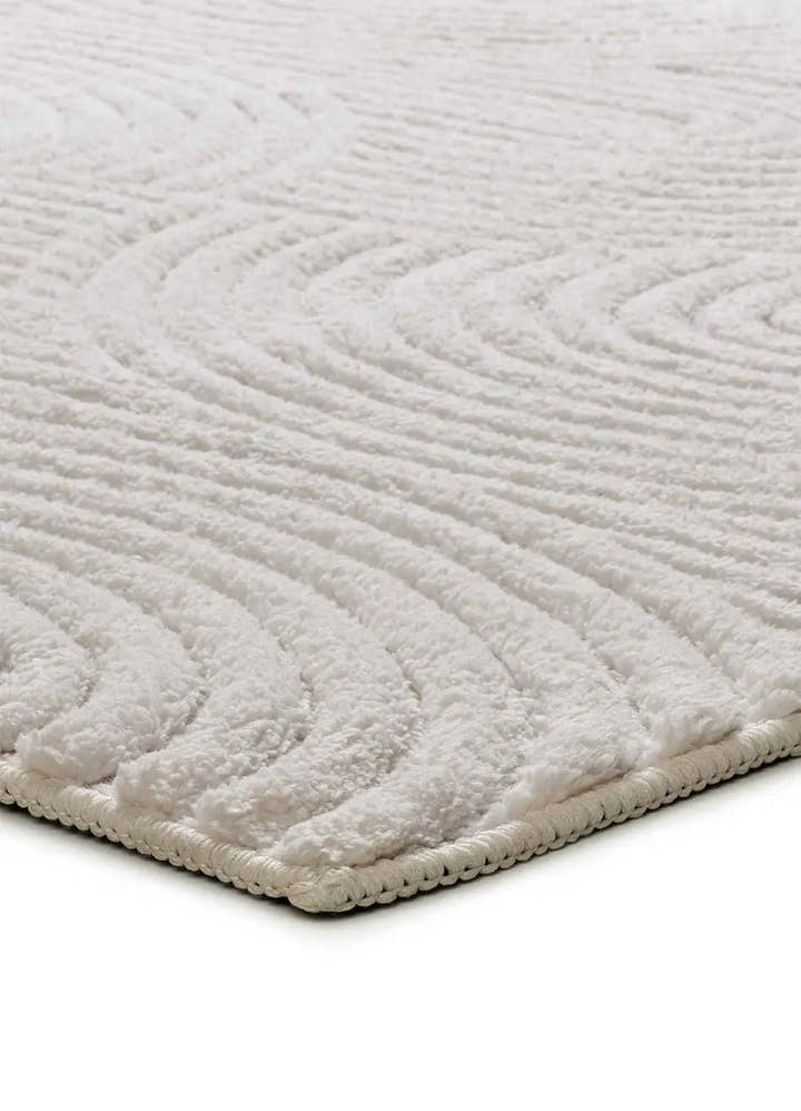 ALFOMBRA ESTILO 23040 DE ESTILO GEOMÉTRICO CON RELIEVE EN COLOR CREMA - Alfombras - El Workshop-110 x 60 x 1.2 cm