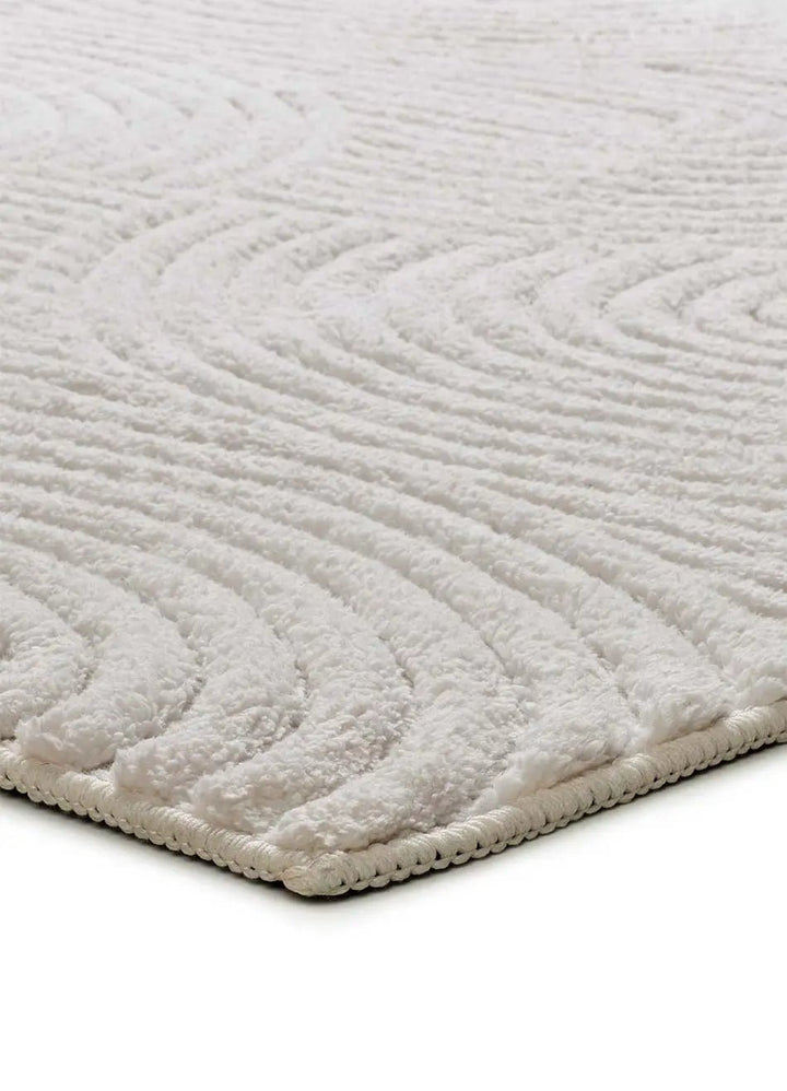 ALFOMBRA ESTILO 23040 DE ESTILO GEOMÉTRICO CON RELIEVE EN COLOR CREMA - Alfombras - El Workshop-110 x 60 x 1.2 cm