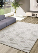 ALFOMBRA ESTILO 23061 DE ESTILO GEOMÉTRICO CON RELIEVE EN COLOR CREMA - Alfombras - El Workshop-110 x 60 x 1.2 cm