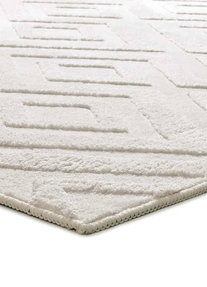 ALFOMBRA ESTILO 23061 DE ESTILO GEOMÉTRICO CON RELIEVE EN COLOR CREMA - Alfombras - El Workshop-110 x 60 x 1.2 cm