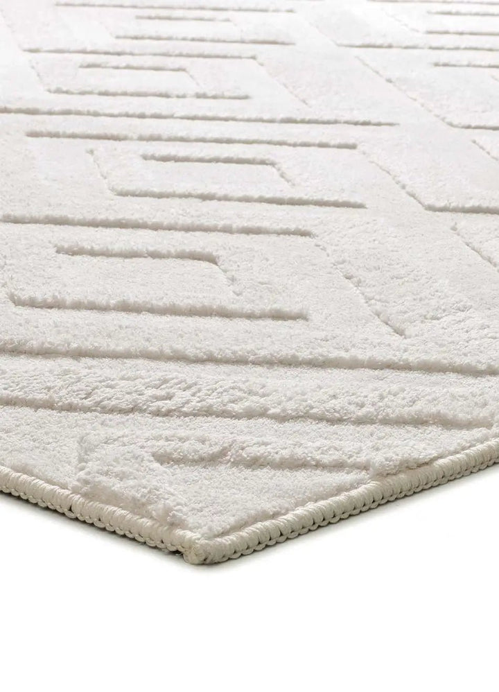 ALFOMBRA ESTILO 23061 DE ESTILO GEOMÉTRICO CON RELIEVE EN COLOR CREMA - Alfombras - El Workshop-110 x 60 x 1.2 cm