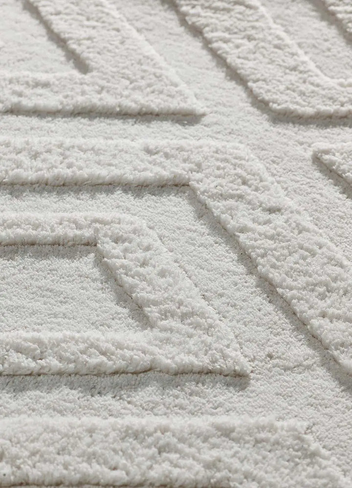 ALFOMBRA ESTILO 23061 DE ESTILO GEOMÉTRICO CON RELIEVE EN COLOR CREMA en ambiente decorado (2)