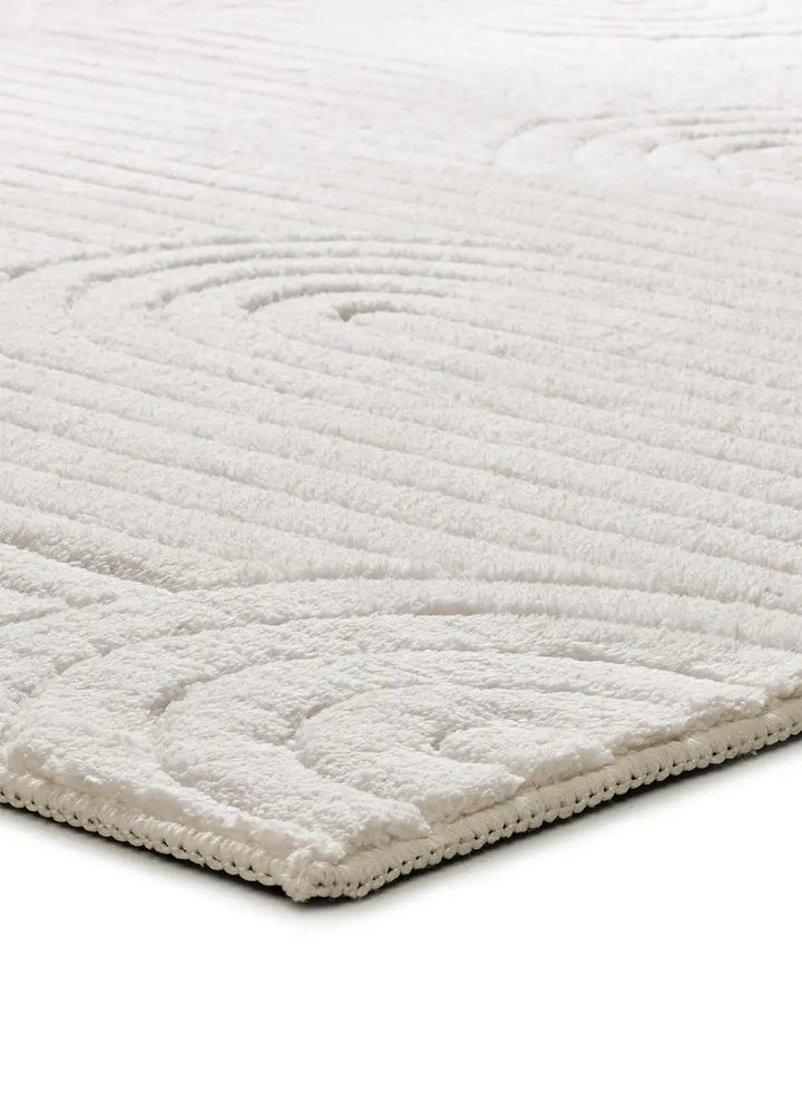 ALFOMBRA ESTILO 23062 DE ESTILO GEOMÉTRICO CON RELIEVE EN COLOR CREMA - Alfombras - El Workshop-110 x 60 x 1.2 cm