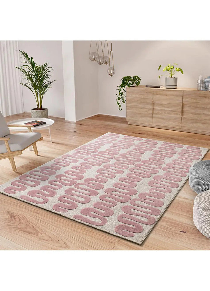 ALFOMBRA FLASHY 25409 DE ESTILO MODERNO EN COLOR ROSA