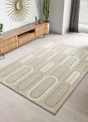 ALFOMBRA FLORA 12968 DE ESTILO GEOMÉTRICO CON RELIEVE EN COLOR BLANCO - Alfombras - El Workshop-150 x 80 x 1 cm