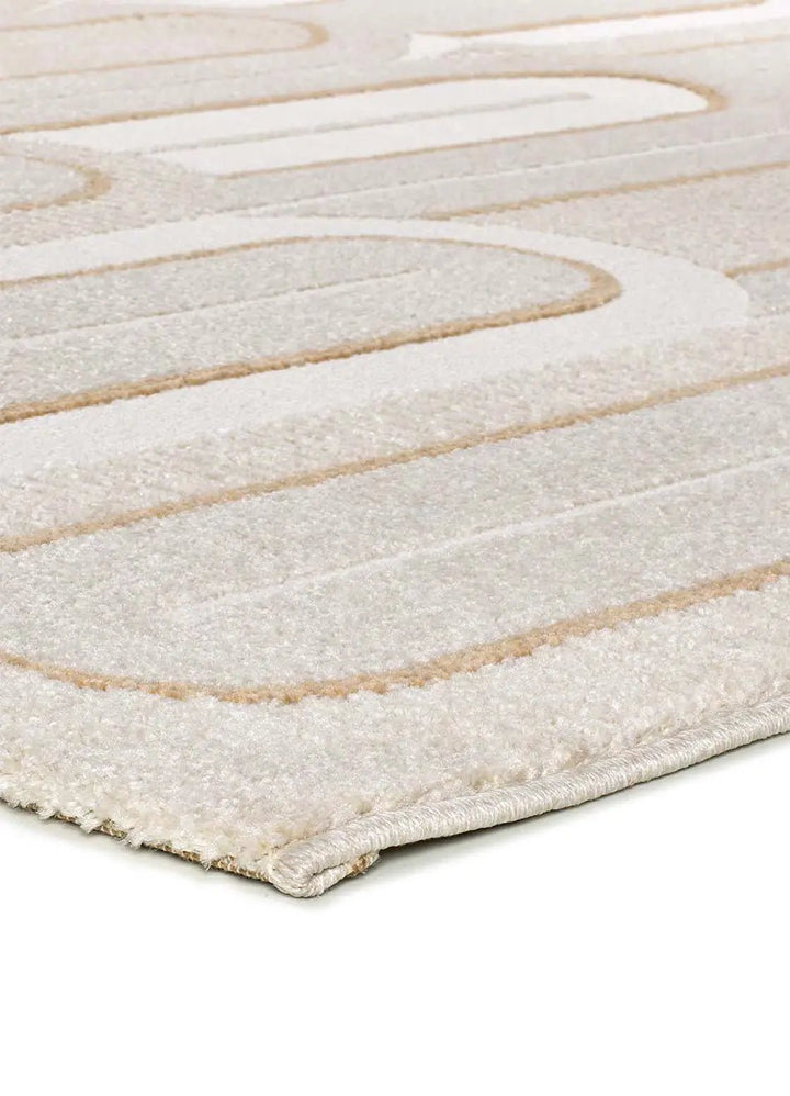 ALFOMBRA FLORA 12968 DE ESTILO GEOMÉTRICO CON RELIEVE EN COLOR BLANCO - Alfombras - El Workshop-150 x 80 x 1 cm
