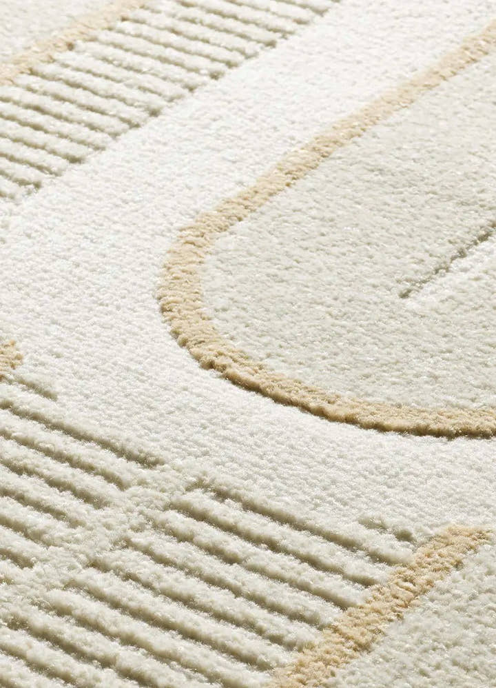 ALFOMBRA FLORA 12968 DE ESTILO GEOMÉTRICO CON RELIEVE EN COLOR BLANCO - Alfombras - El Workshop-150 x 80 x 1 cm