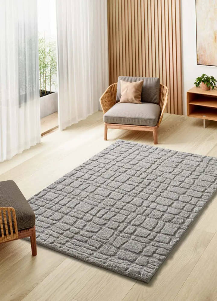 ALFOMBRA JUNO 13 DE ESTILO ESCANDINAVO CON RELIEVE EN COLOR GRIS - Alfombras - El Workshop-120 x 64 x 1.8 cm