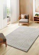 ALFOMBRA JUNO 54406 DE ESTILO GEOMÉTRICO CON RELIEVE EN COLOR BLANCO - Alfombras - El Workshop-120 x 64 x 1.8 cm