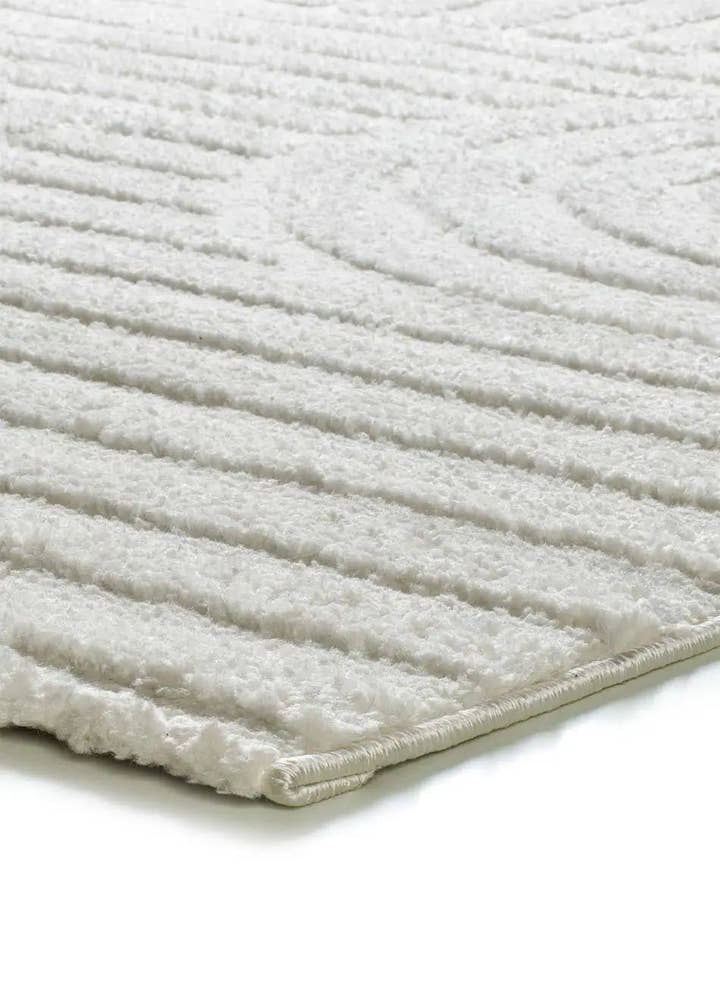 ALFOMBRA JUNO 54406 DE ESTILO GEOMÉTRICO CON RELIEVE EN COLOR BLANCO - Alfombras - El Workshop-120 x 64 x 1.8 cm