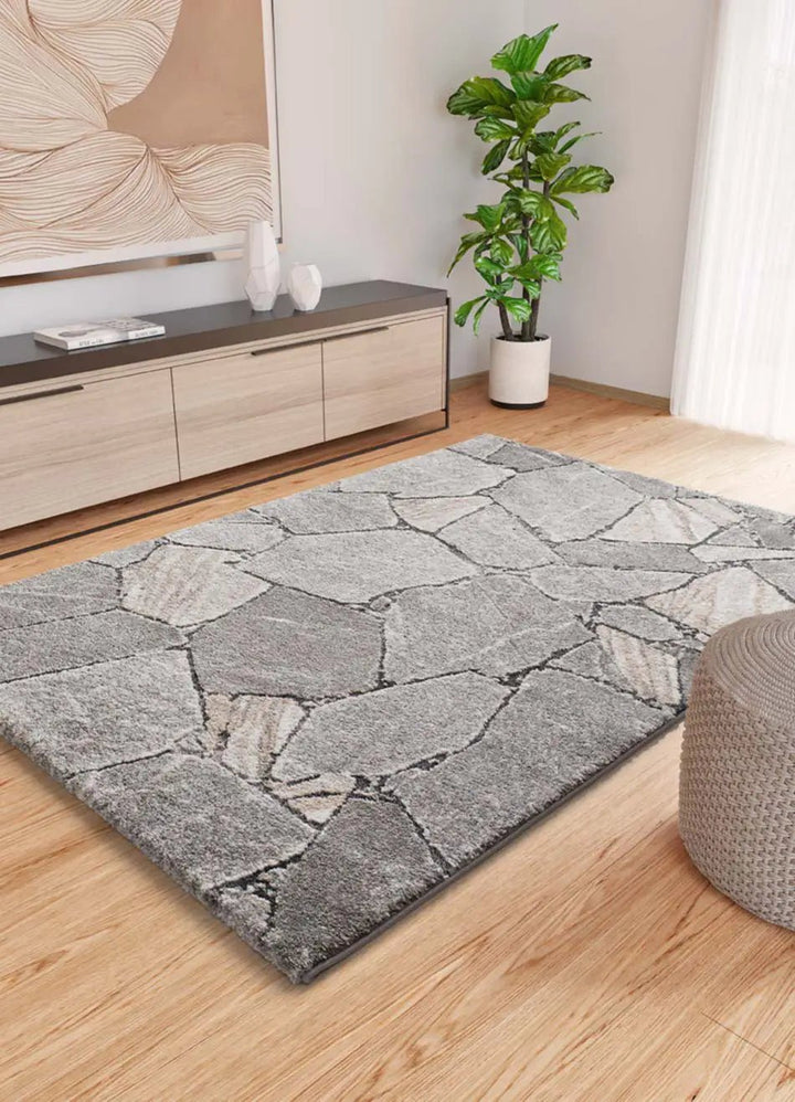 KIVET 9055 MODERN SHAGGY RUG IN GREY