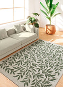 ALFOMBRA LUA 3103 DE ESTILO FLORAL EN COLOR VERDE en ambiente decorado