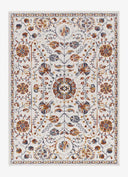 Alfombra Luly 13026 de estilo clásico con relieve en multicolor sobre fondo gris de estudio